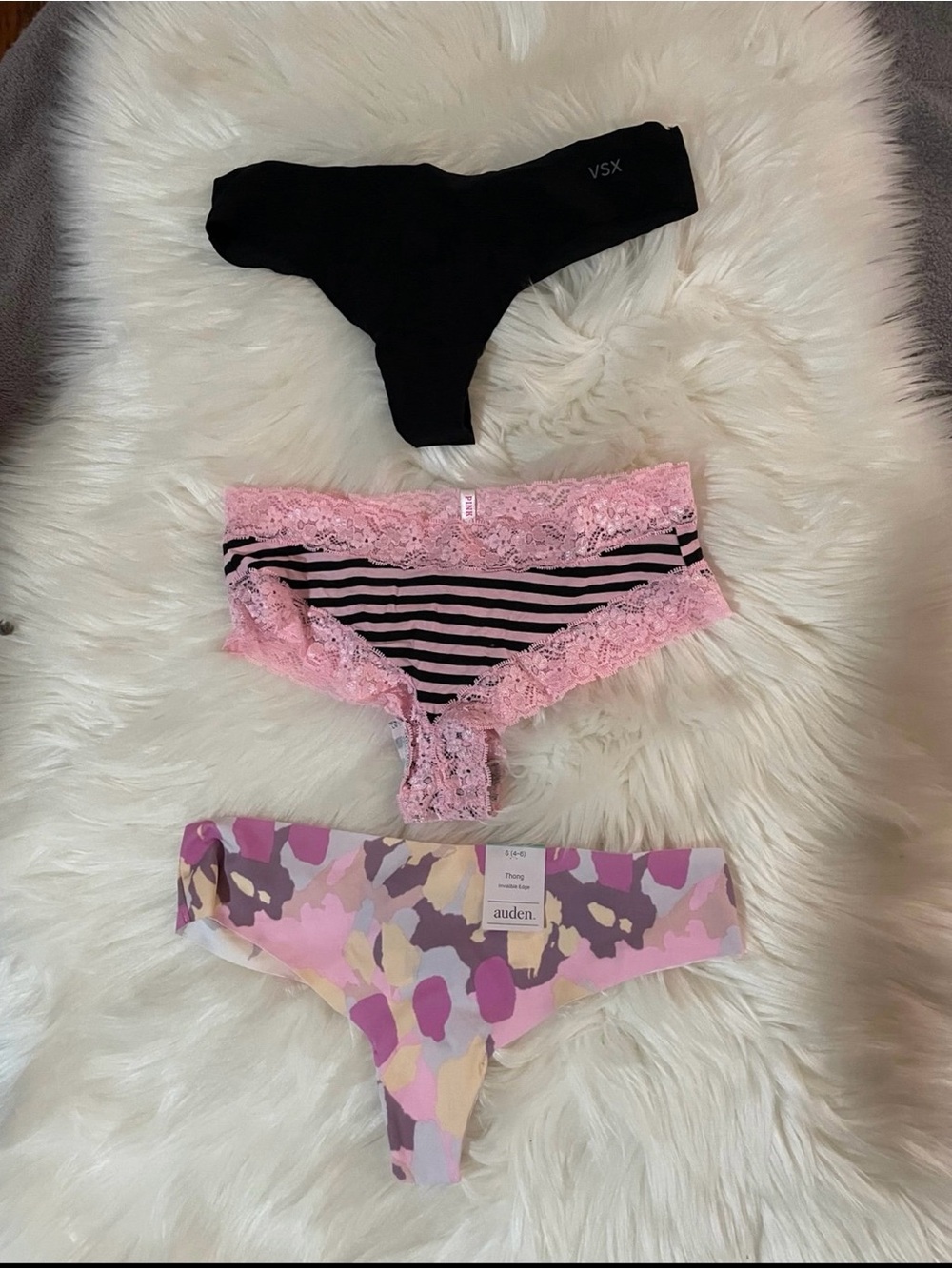 Victoria's Secret Thong & Hipster Set - Black, Pink & Multi